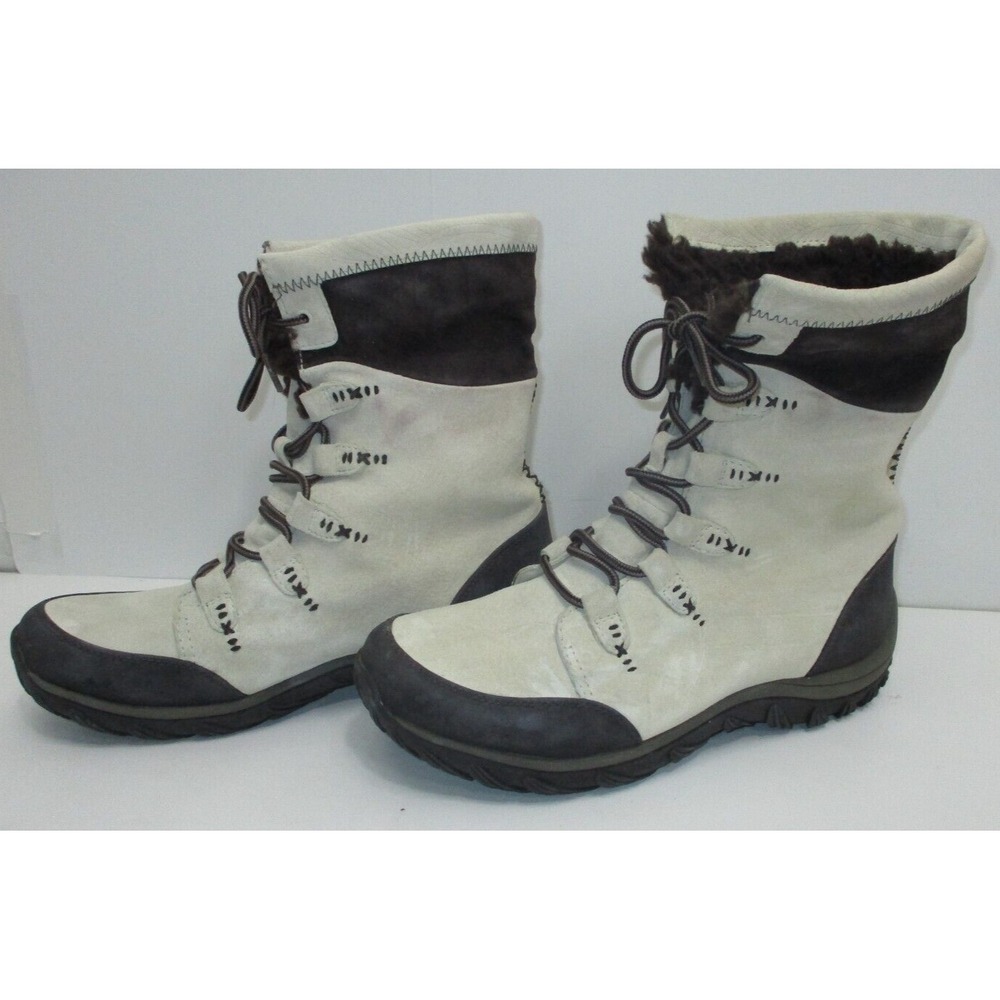 PATAGONIA Women Off WHITE SUEDE‎ STUBAI Waterproof Winter BOOTS - SIZE 10